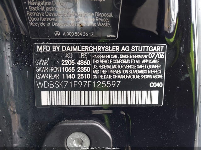 2007 MERCEDES-BENZ SL 550 WDBSK71F97F125597 Photo 8