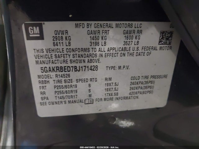 Продажа на аукционе авто 2011 Buick Enclave 1xl, vin: 5GAKRBED7BJ171428, номер лота: 44410453