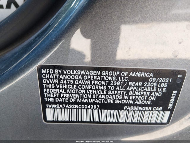 2022 VOLKSWAGEN PASSAT 1VWSA7A32NC004397 Photo 8