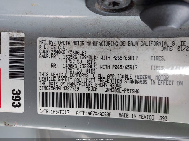 3TMCZ5AN6LM327739 Toyota Tacoma Trd Sport