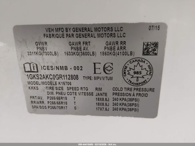 GMC YUKON SLE 2016 1GKS2AKC0GR112808 Image 9