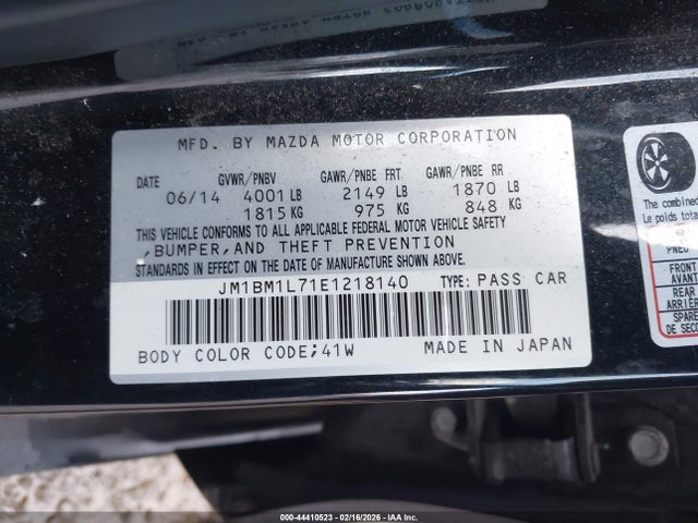 JM1BM1L71E1218140 Mazda Mazda3 I Touring