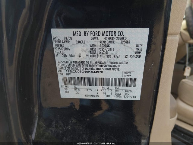 2009 FORD ESCAPE 1FMCU03G19KA44970 Photo 8
