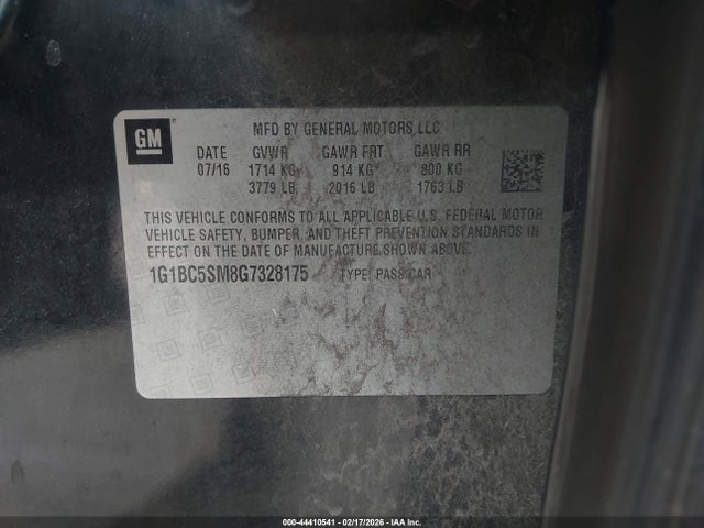 1G1BC5SM8G7328175 Chevrolet Cruze Ls Auto