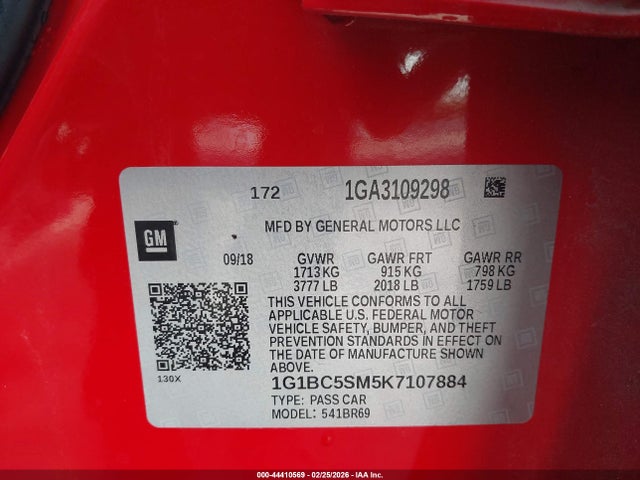 1G1BC5SM5K7107884 Chevrolet CRUZE LS