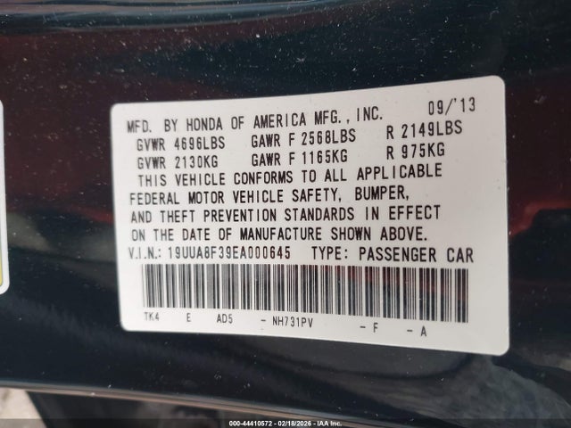 2014 Acura Tl 3.5 Special Edition მანქანა იყიდება აუქციონზე, vin: 19UUA8F39EA000645, აუქციონის ნომერი: 44410572