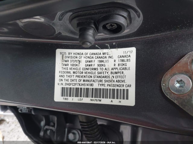 Honda CIVIC EX 2018 2HGFC2F7XJH514180 Image 9