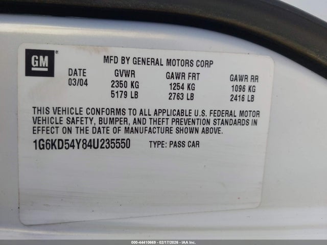 2004 CADILLAC DEVILLE 1G6KD54Y84U235550 Photo 8