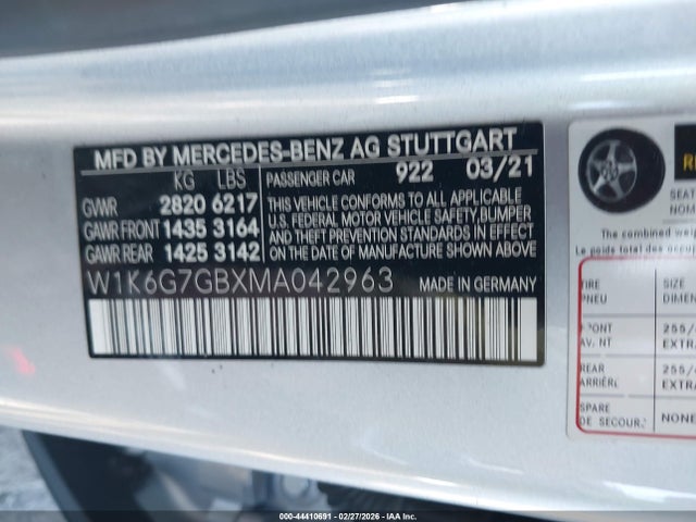 W1K6G7GBXMA042963 Mercedes-Benz S 580 4matic