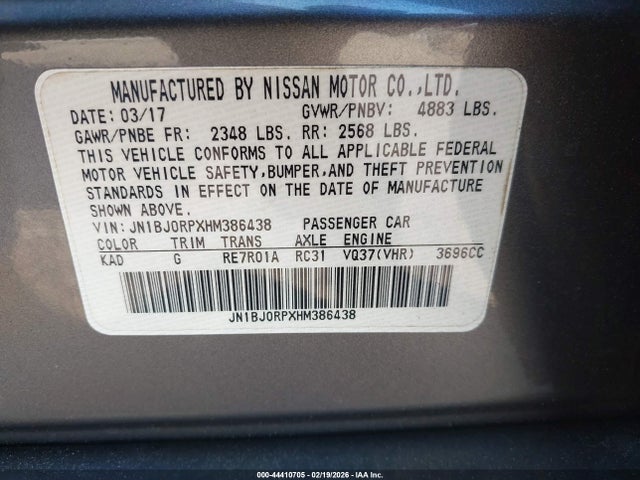 Aukcja sprzedaży 2017 Infiniti Qx50, vin: JN1BJ0RPXHM386438, numer aukcji: 44410705