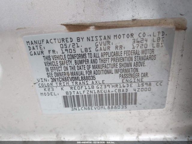Nissan Versa Sv Xtronic Cvt 2021 3N1CN8EV0ML888035 Image 9