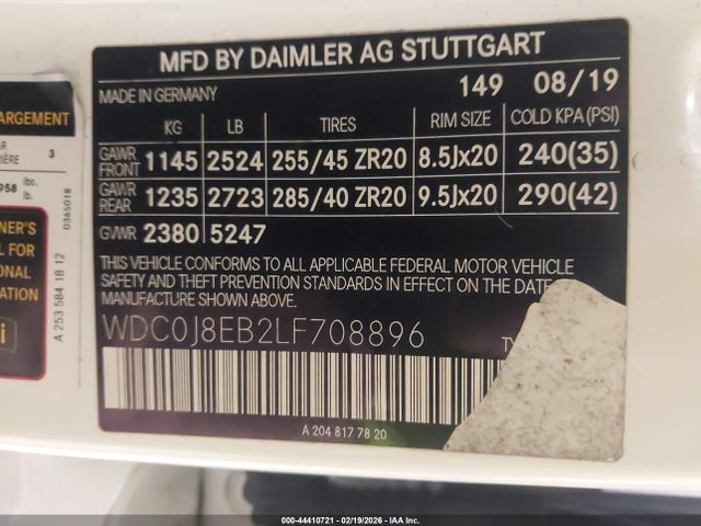 Продажа на аукционе авто 2020 Mercedes-benz Glc 300 Coupe 4matic, vin: WDC0J8EB2LF708896, номер лота: 44410721