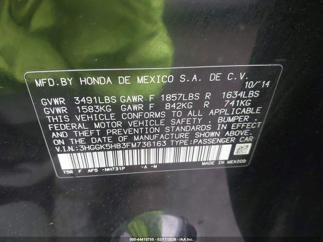3HGGK5H83FM736163 Honda Fit Ex/ex-l
