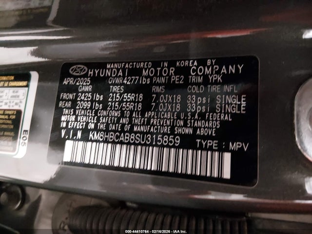 Продажа на аукционе авто 2025 Hyundai Kona Sel, vin: KM8HBCAB8SU315859, номер лота: 44410764