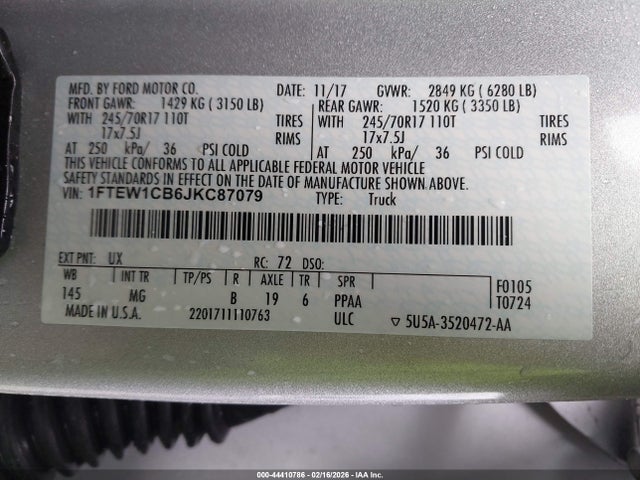 Ford F-150 Xlt 2018 1FTEW1CB6JKC87079 Image 9