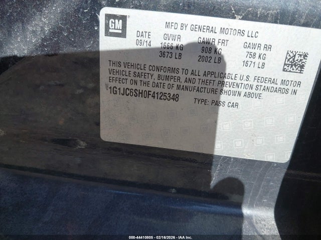 1G1JC6SH0F4125348 Chevrolet Sonic Lt Auto