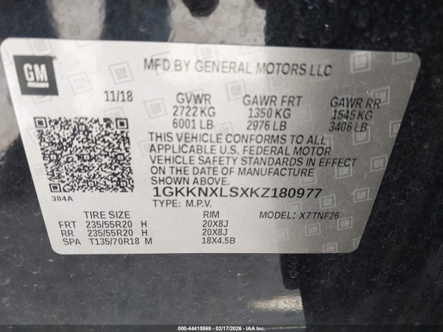 2019 Gmc Acadia Denali მანქანა იყიდება აუქციონზე, vin: 1GKKNXLSXKZ180977, აუქციონის ნომერი: 44410868