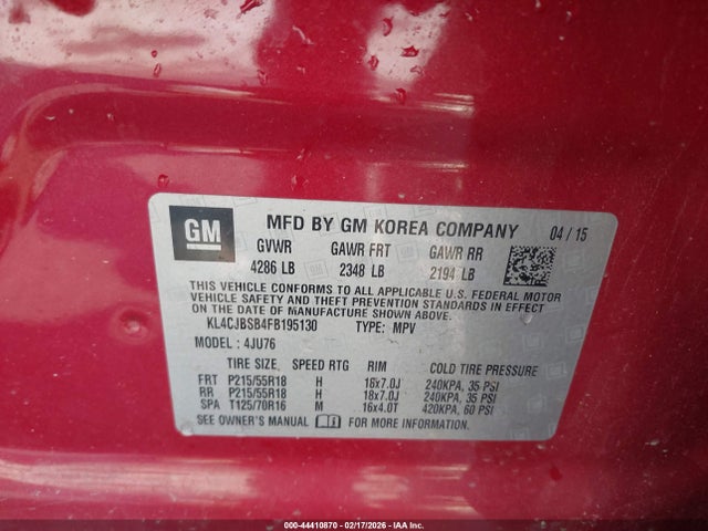 Продаж на аукціоні авто 2015 Buick Encore Convenience, vin: KL4CJBSB4FB195130, номер лоту: 44410870
