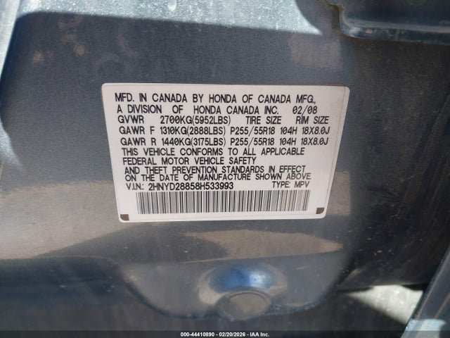 Продажа на аукционе авто 2008 Acura Mdx Sport Package, vin: 2HNYD28858H533993, номер лота: 44410890