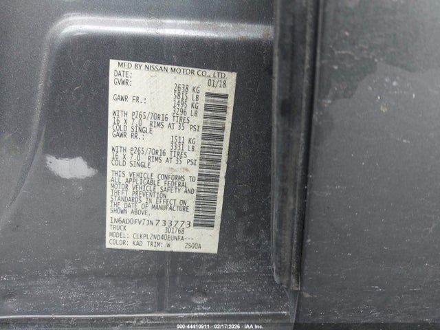 1N6AD0FV7JN733773 Nissan Frontier Sv