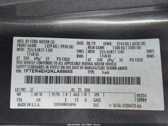 2019 FORD RANGER 1FTER4EH2KLA88665 Photo 8