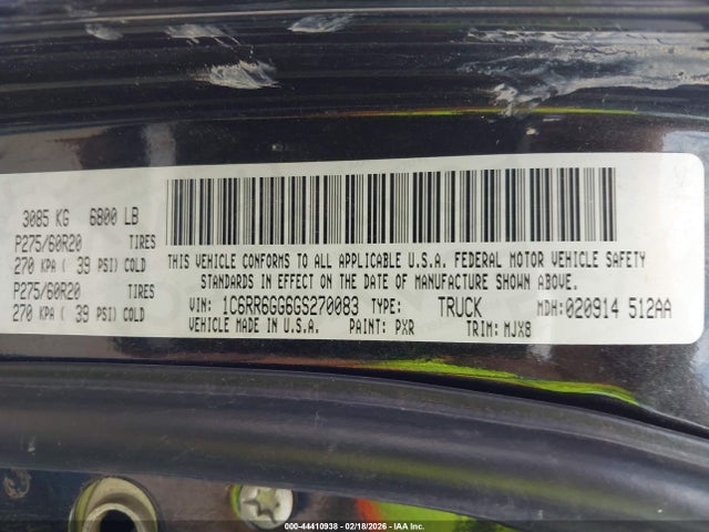 1C6RR6GG6GS270083 RAM 1500 Lone Star