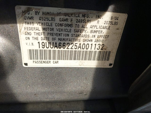 2005 ACURA TL 19UUA66225A001132 Photo 8