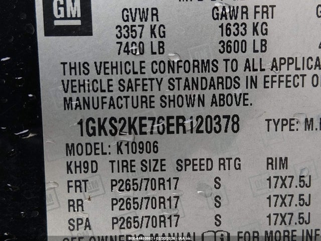1GKS2KE76ER120378 GMC Yukon Xl 1500 Slt
