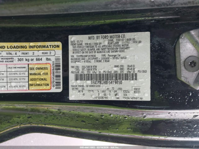 1FATP8UH8F5419030 Ford Mustang Ecoboost Premium