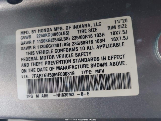 7FART6H50ME000819 Honda Cr-v Hybrid Ex