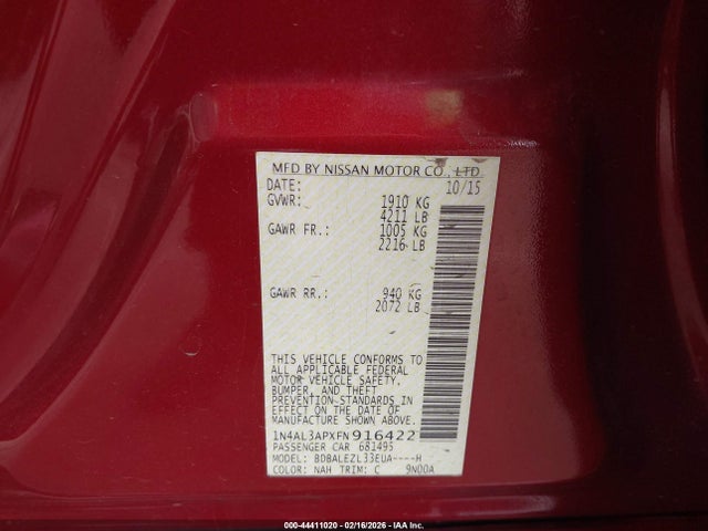 1N4AL3APXFN916422 Nissan Altima 2.5 S