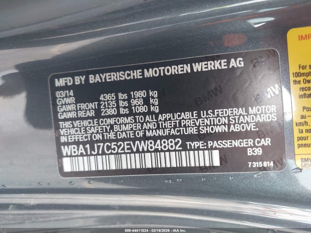 Продажа на аукционе авто 2014 Bmw M235, vin: WBA1J7C52EVW84882, номер лота: 44411024