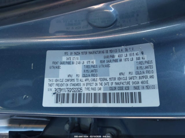 Aukcja sprzedaży 2016 Mazda Mazda3 I Grand Touring, vin: 3MZBM1N79GM322925, numer aukcji: 44411034