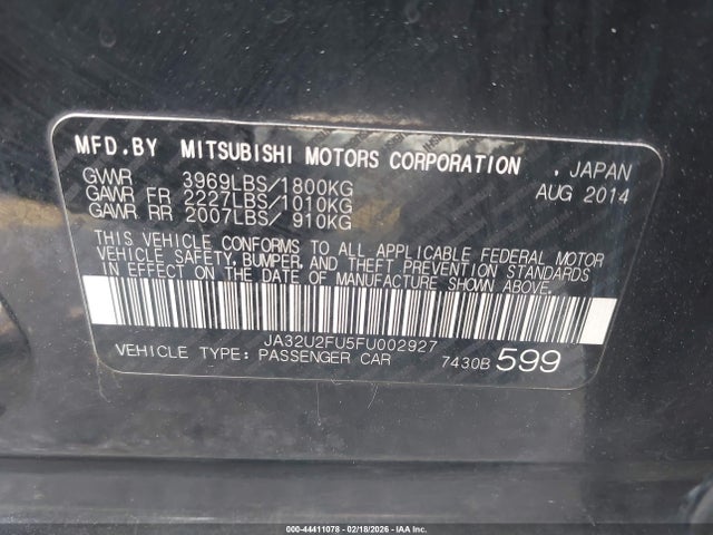 Mitsubishi LANCER ES 2015 JA32U2FU5FU002927 Image 9