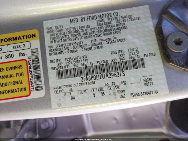 Ford Fusion Hybrid Se 2015 3FA6P0LUXFR296373 Image 9