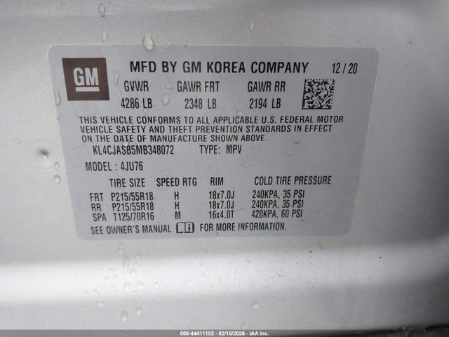 Aukcja sprzedaży 2021 Buick Encore Fwd Preferred, vin: KL4CJASB5MB348072, numer aukcji: 44411102