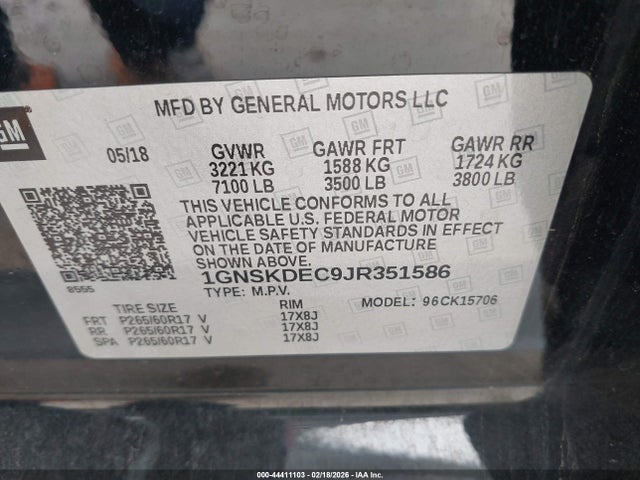 1GNSKDEC9JR351586 Chevrolet Tahoe Commercial Fleet