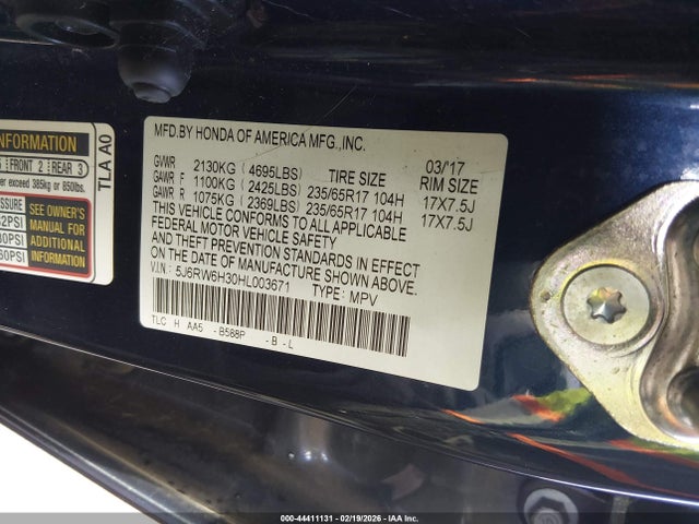 Honda CR-V LX 2017 5J6RW6H30HL003671 Image 9