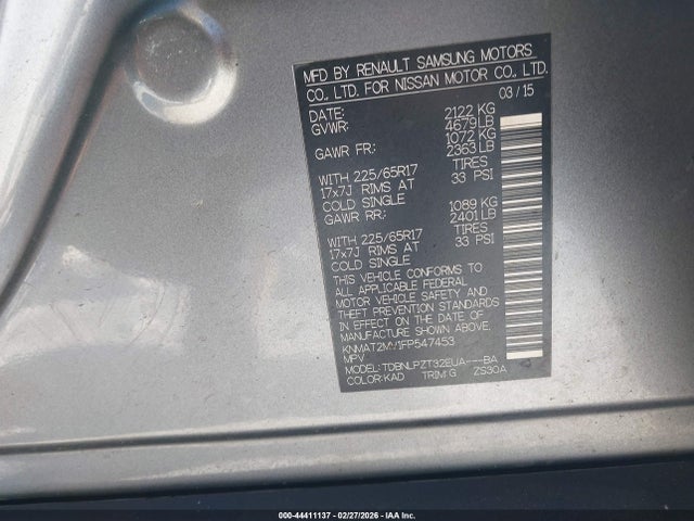 Nissan ROGUE S 2015 KNMAT2MV1FP547453 Image 9