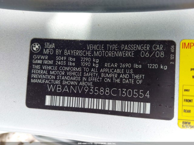 2008 BMW 535XI WBANV93588C130554 Photo 8