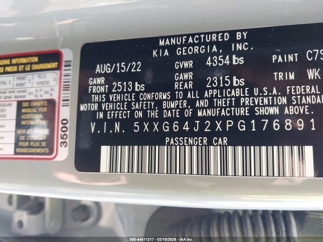 2023 Kia K5 Gt-line მანქანა იყიდება აუქციონზე, vin: 5XXG64J2XPG176891, აუქციონის ნომერი: 44411217