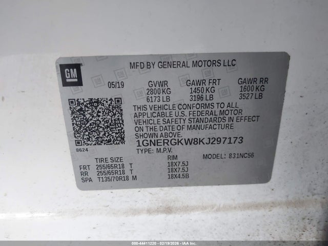 1GNERGKW8KJ297173 Chevrolet Traverse 1lt