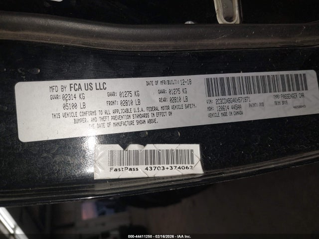Продаж на аукціоні авто 2019 Dodge Charger Sxt Rwd, vin: 2C3CDXBG4KH571871, номер лоту: 44411250