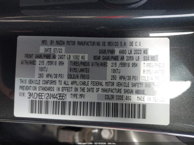 Aukcja sprzedaży 2022 Mazda Cx-30 2.5 Turbo Premium Plus, vin: 3MVDMBEY2NM443561, numer aukcji: 44411265