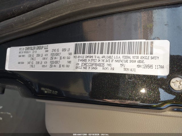 Aukcja sprzedaży 2015 Chrysler Town & Country Touring-l, vin: 2C4RC1CG0FR646635, numer aukcji: 44411266