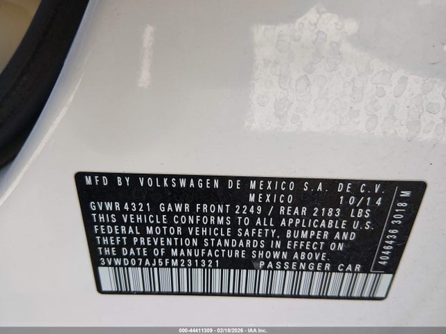 2015 VOLKSWAGEN JETTA 3VWD07AJ5FM231321 Photo 8