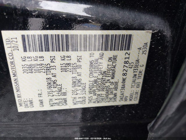 5N1AT3BA4MC827812 Nissan Rogue Sv Fwd