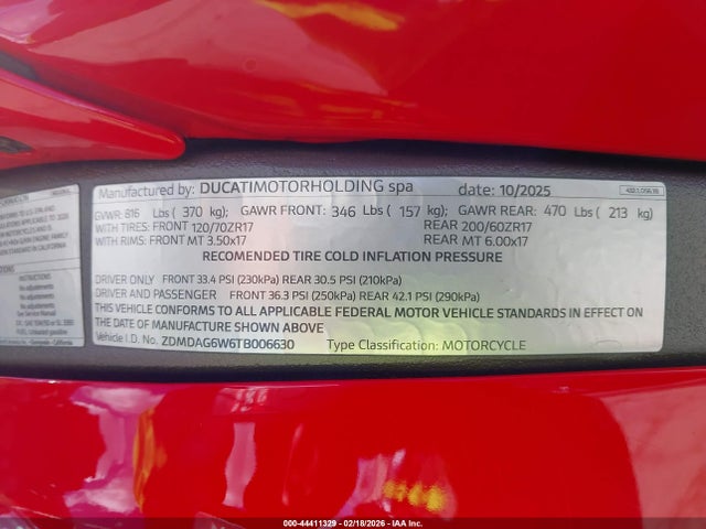 Ducati Panigale V4/v4s 2026 ZDMDAG6W6TB006630 Image 10