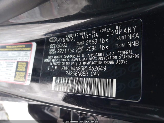 KMHLM4AG6PU452649 Hyundai ELANTRA SEL