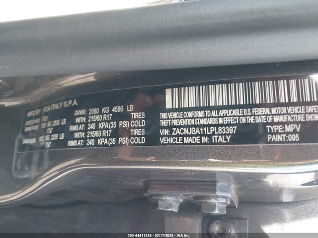 ZACNJBA11LPL83397 Jeep Renegade Sport 4x4